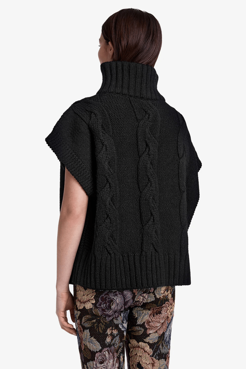 Sweater - Smythe - Cable - Knit Sleeveless Turtleneck - Archery Close