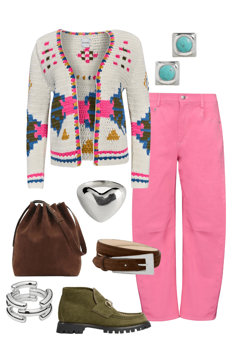 Sweater - Hunter Bell - Callen Cardigan in Pink Multi - Archery Close