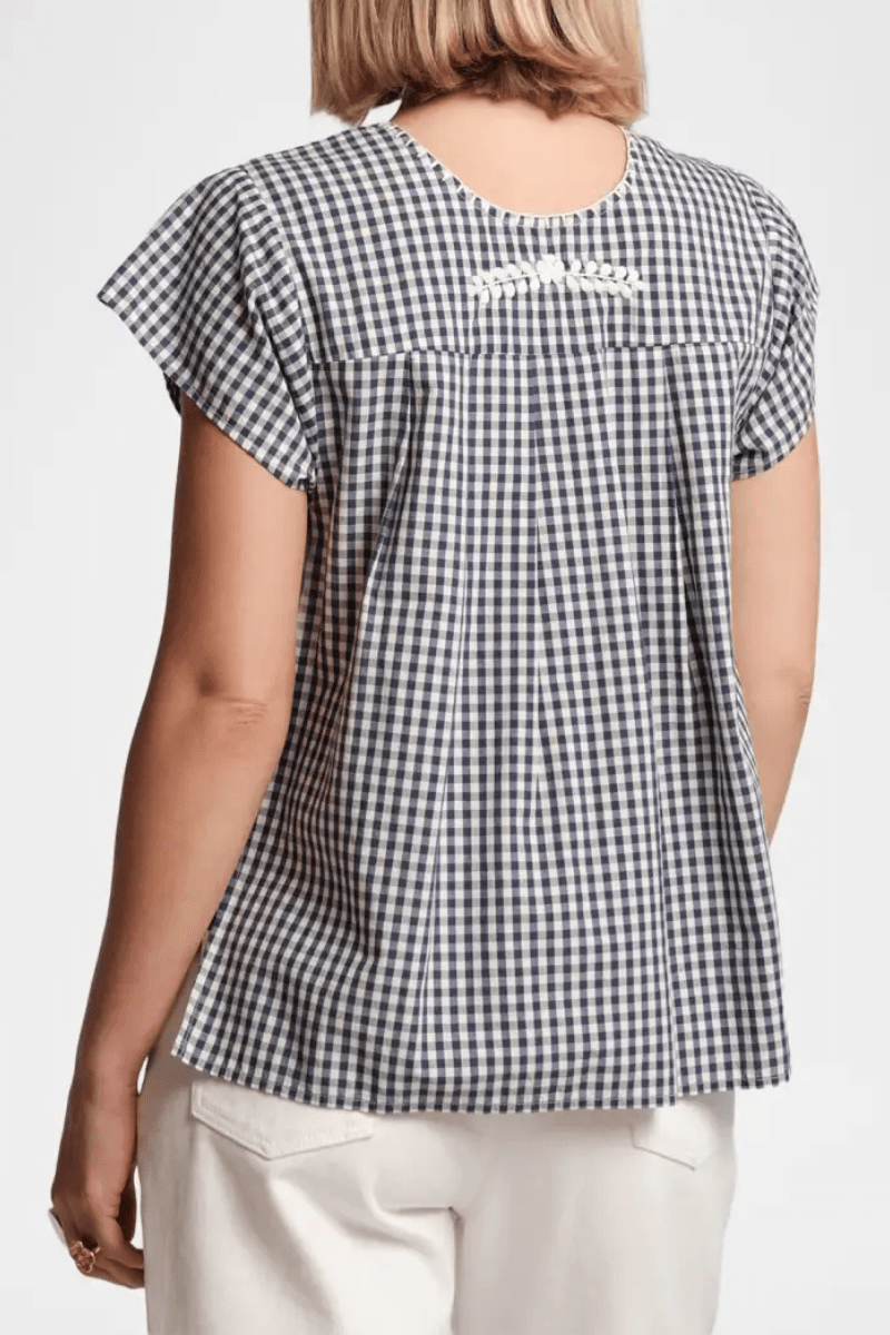 Shirts & Tops - Frances Valentine - Camila Top in Navy/Oyster - Archery Close