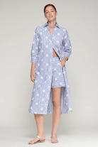 Dresses - Vilagallo - Camisero Dress in White and Blue Floral - Archery Close
