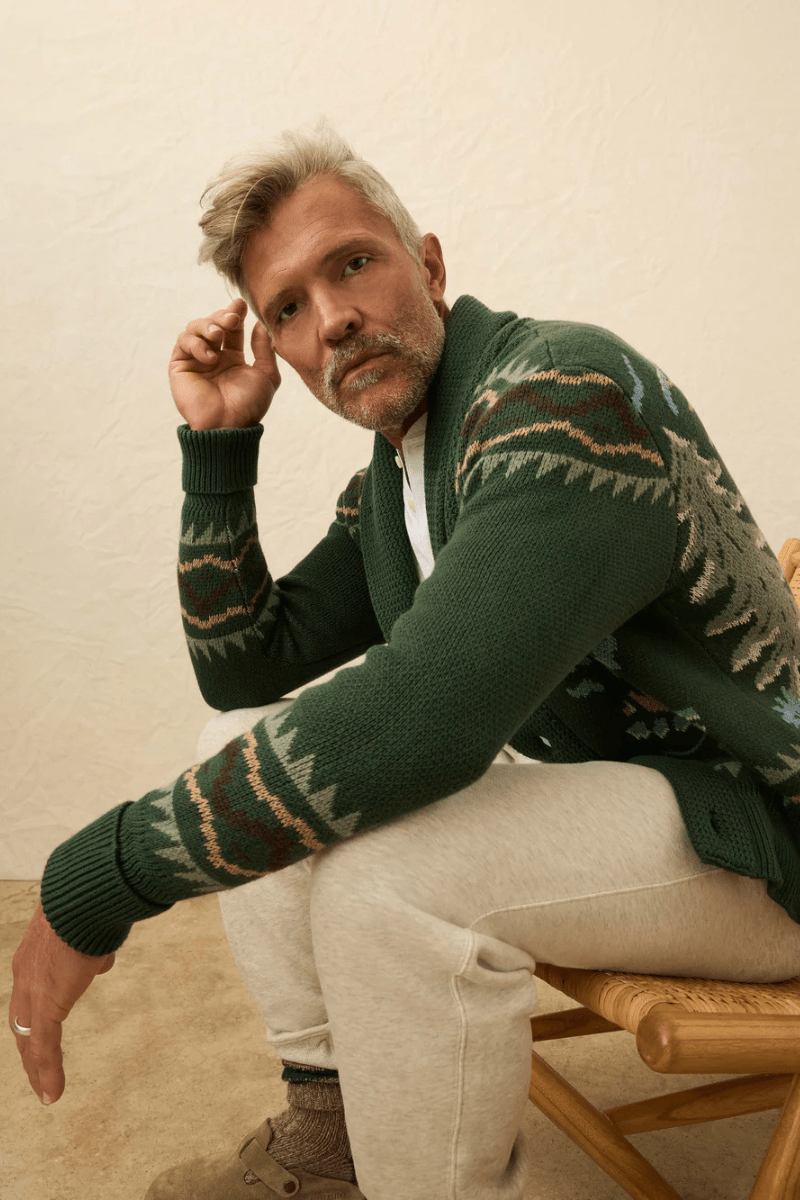 Sweater - Faherty Brand - Camp Cardigan - Archery Close