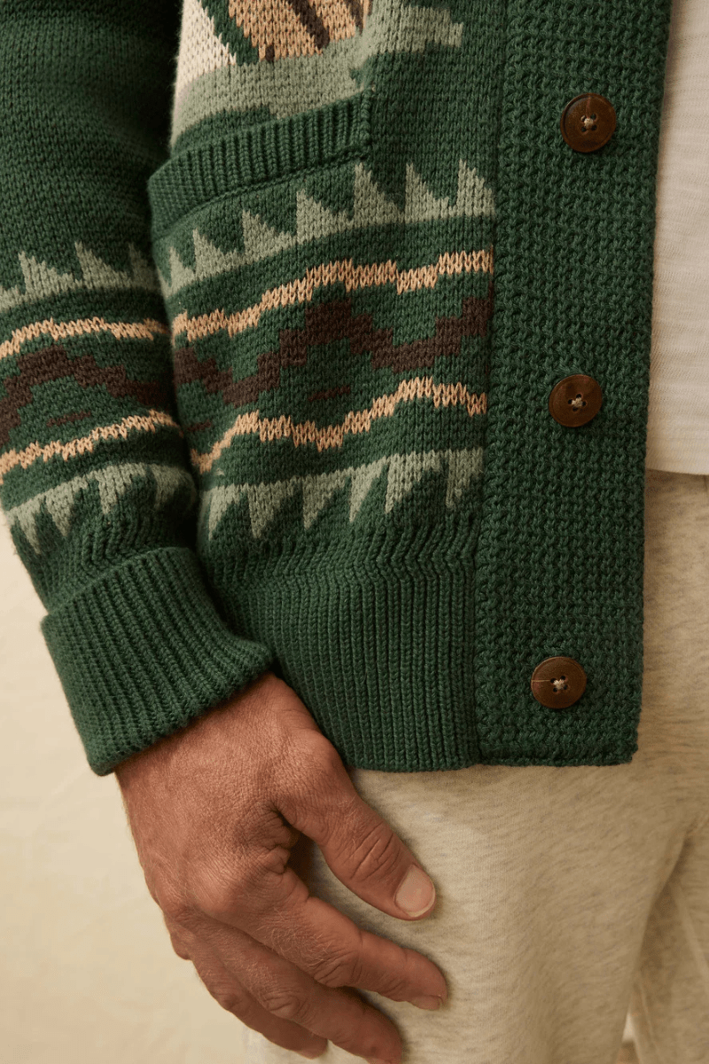 Sweater - Faherty Brand - Camp Cardigan - Archery Close