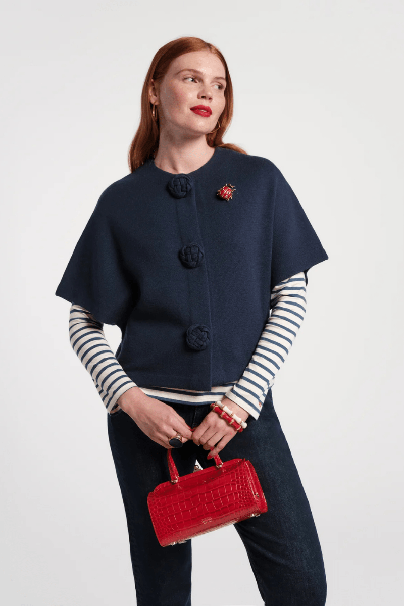 Sweater - Frances Valentine - Carnegie Wool Shrug in Navy - Archery Close