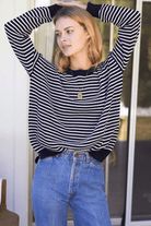 Sweater - Emerson Fry - Carolyn Sweater in Ivory Stripe Black - Archery Close