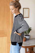 Sweater - Emerson Fry - Carolyn Sweater in Ivory Stripe Black - Archery Close