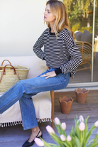 Sweater - Emerson Fry - Carolyn Sweater in Ivory Stripe Black - Archery Close