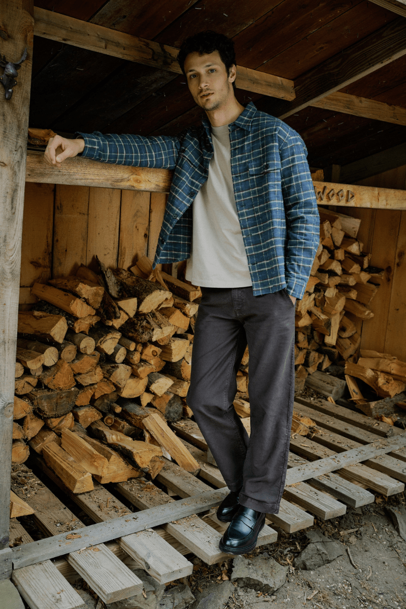 Pants - Road to Nowhere Clothing - Carter Wide Leg Moleskin Trouser in Charcoal - Archery Close