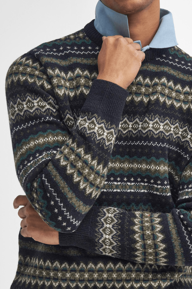 Sweater - Barbour - Case Fair Isle Jumper - Black Marl - Archery Close