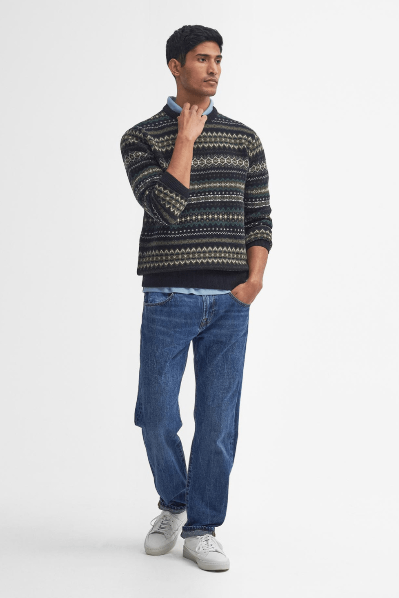 Sweater - Barbour - Case Fair Isle Jumper - Black Marl - Archery Close