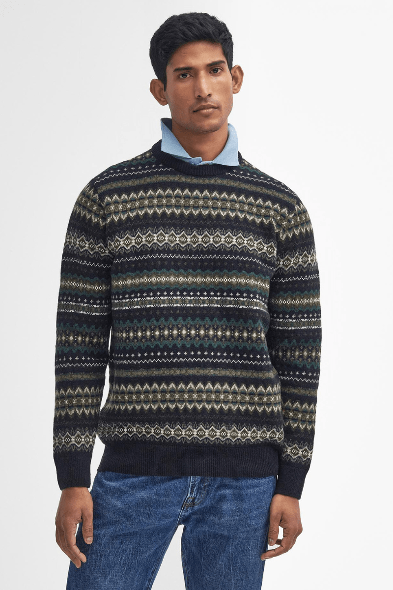 Sweater - Barbour - Case Fair Isle Jumper - Black Marl - Archery Close