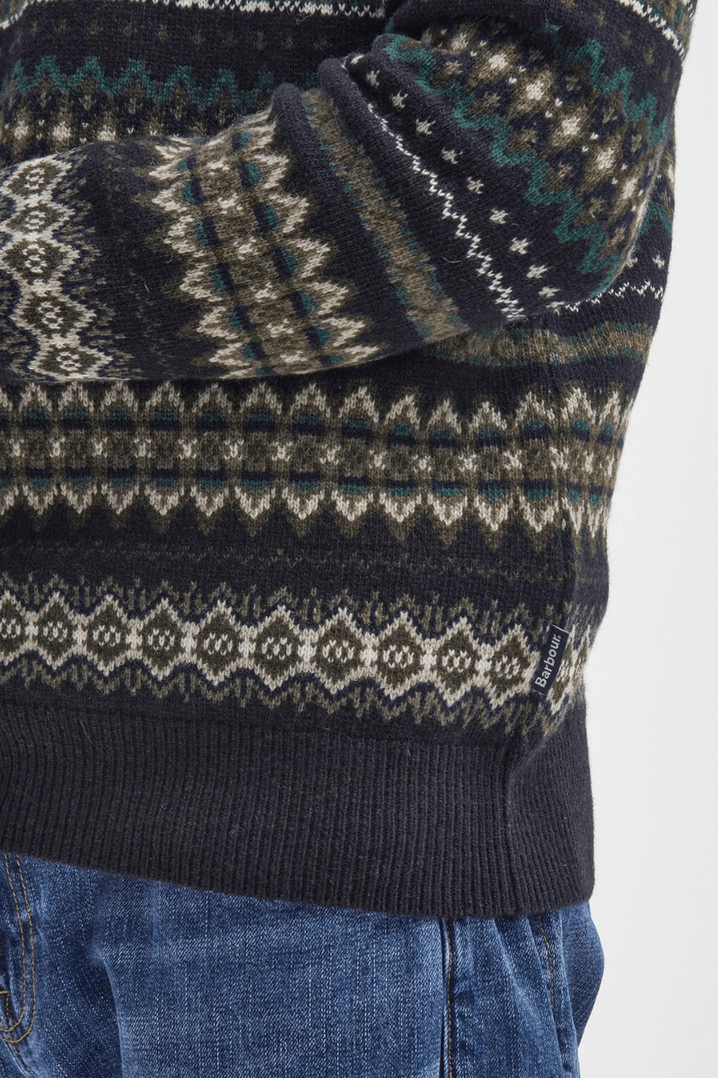 Sweater - Barbour - Case Fair Isle Jumper - Black Marl - Archery Close