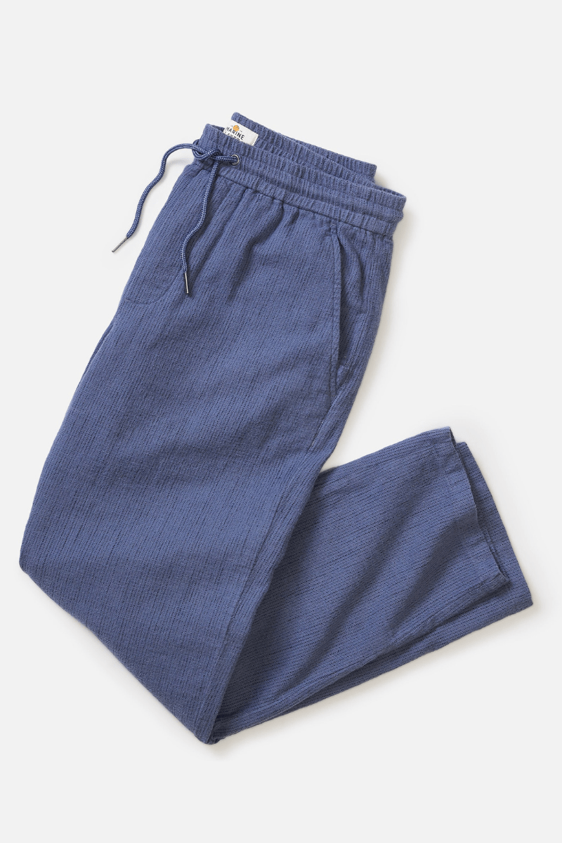 Sweatpants - Marine Layer - Chalet Lounge Pant in Navy Mini Stripe - Archery Close