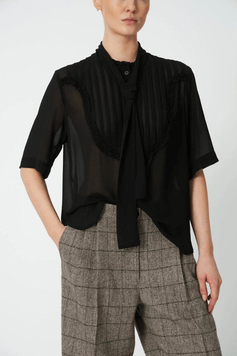 Shirts & Tops - Stella Nova - Chiffon Shirt with Tie Band - Archery Close