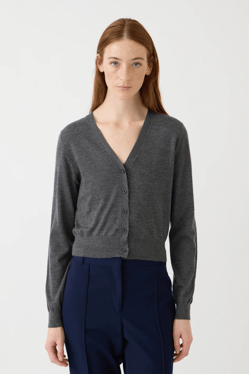 Sweater - DemyLee - Chloe Cardigan in Charcoal Heather - Archery Close