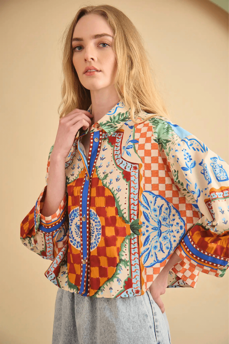 Shirts & Tops - Hunter Bell - Clarke Shirt in Sundance Tile - Archery Close