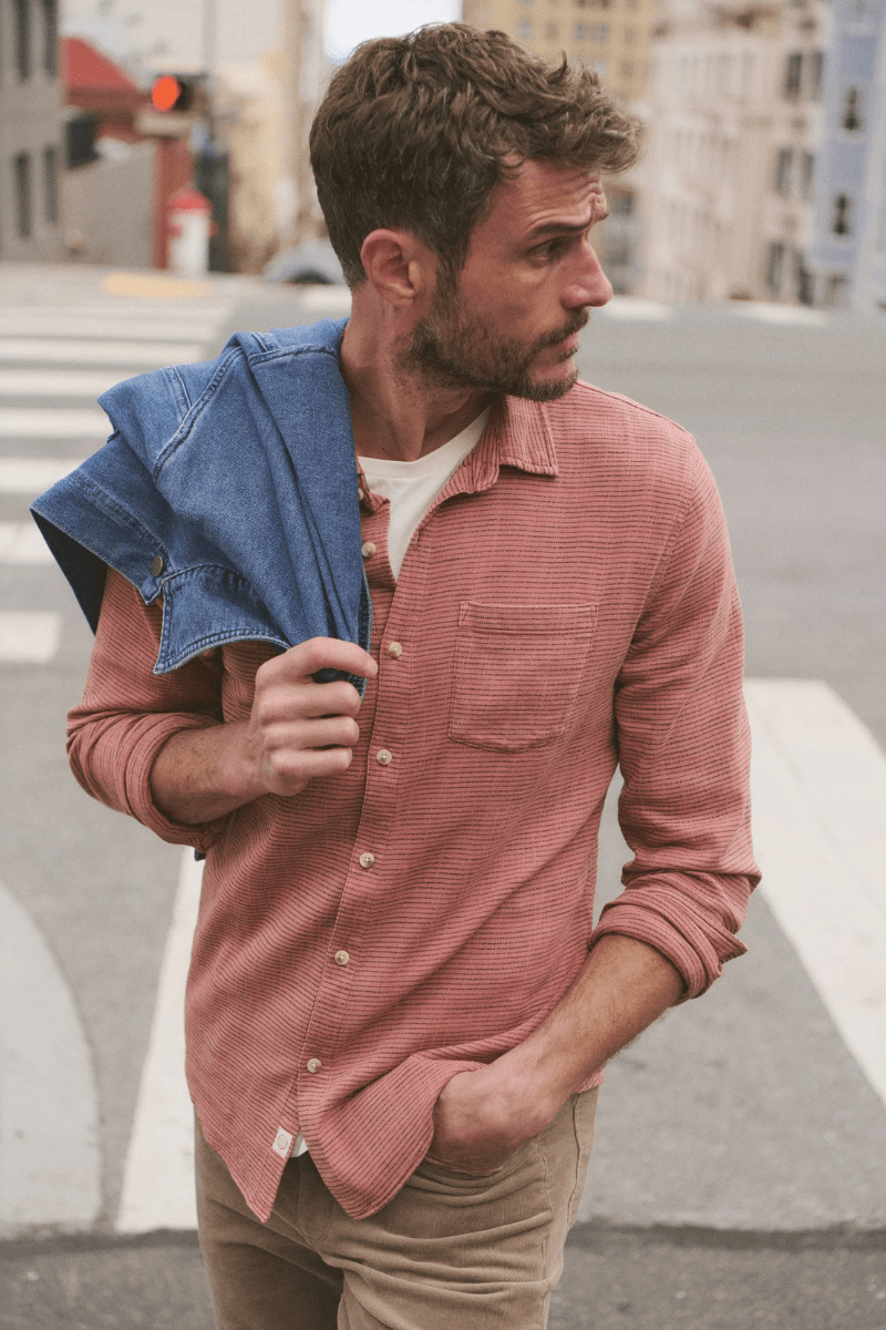 Shirts & Tops - Marine Layer - Classic Stretch Selvedge Shirt - Archery Close