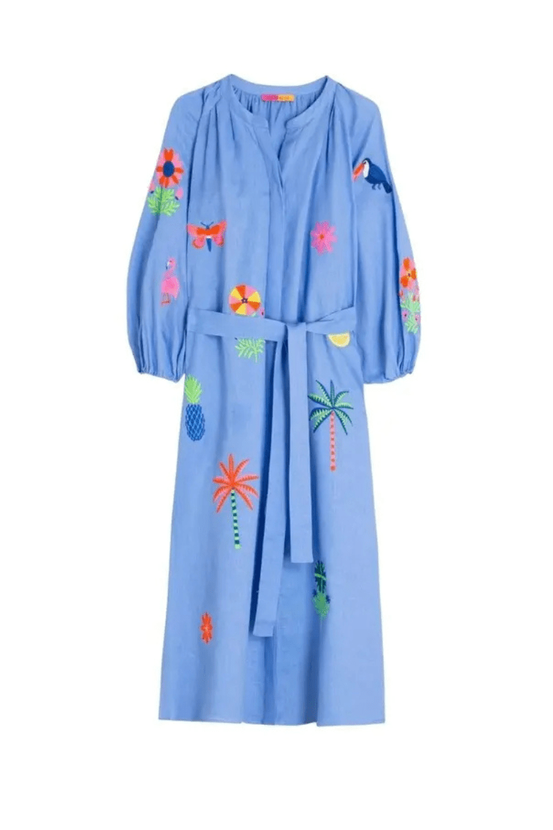 Dresses - Vilagallo - Claudette Dress in Blue - Archery Close