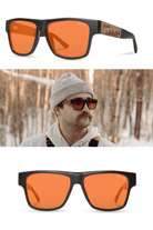 Sunglasses - Shwood Eyewear - Cliff - Matte Black Smokey Bear Sunglasses - Archery Close