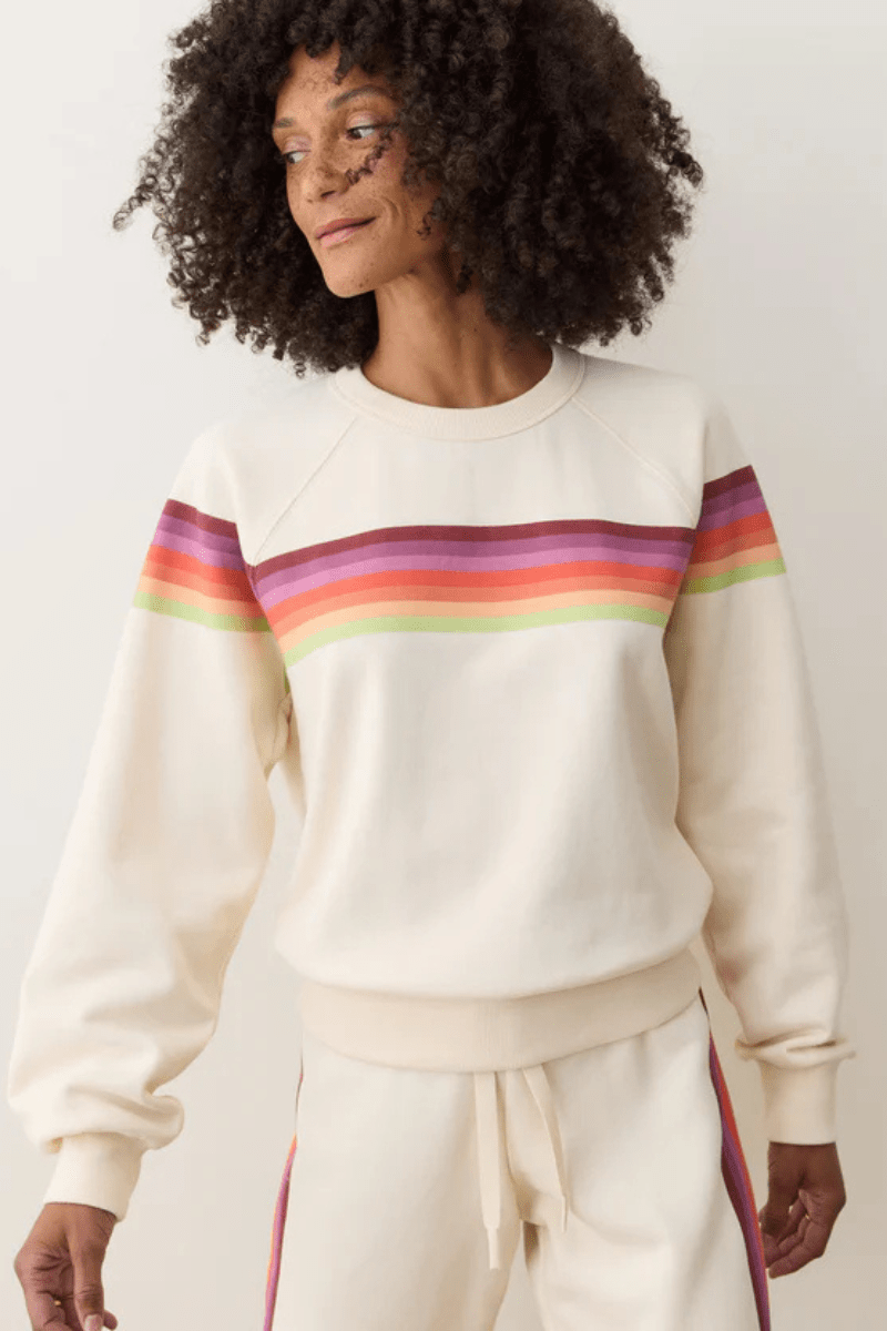 Sweatshirts - Marine Layer - Cloud 9 Anytime Sweatshirt in Antique White - Archery Close