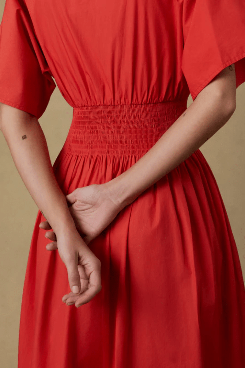 Dresses - Faherty Brand - Coastal Poplin Elia Smocked Dress - Archery Close