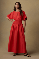 Dresses - Faherty Brand - Coastal Poplin Elia Smocked Dress - Archery Close