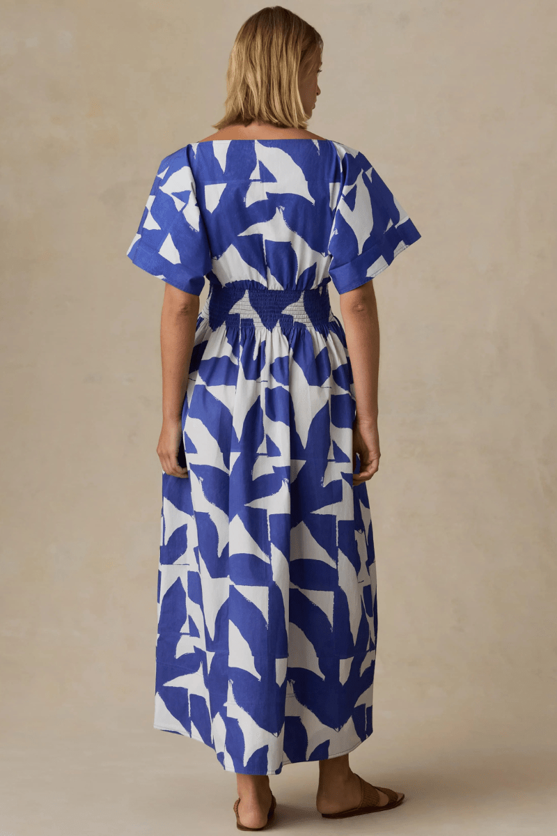 Dresses - Faherty Brand - Coastal Poplin Elia Smocked Dress - Archery Close