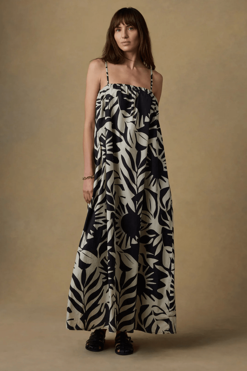 Dresses - Faherty Brand - Coastal Poplin Kaua Dress in Garden Sonata - Archery Close