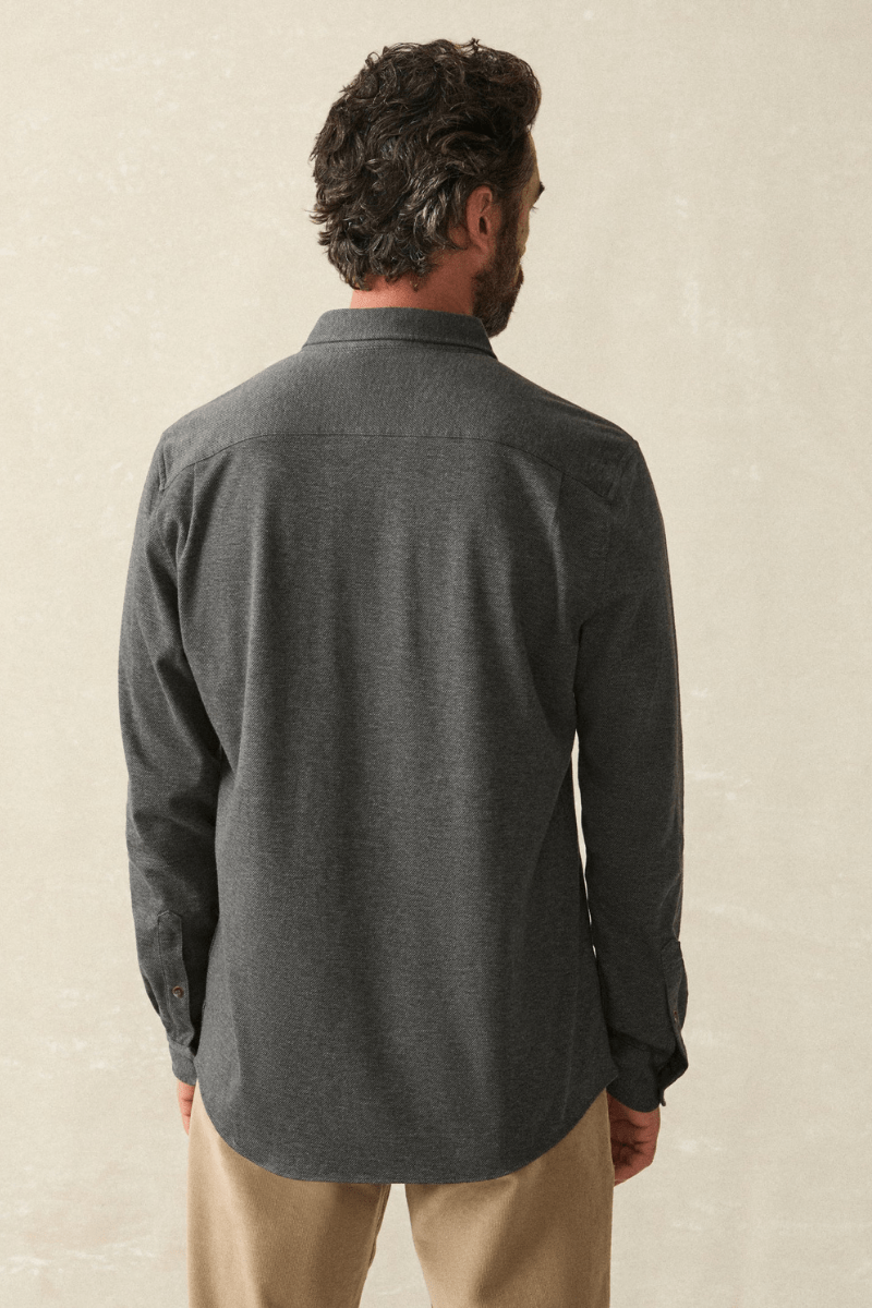 Shirts & Tops - Faherty Brand - Coastline Knit Shirt in Charcoal Heather Twill - Archery Close
