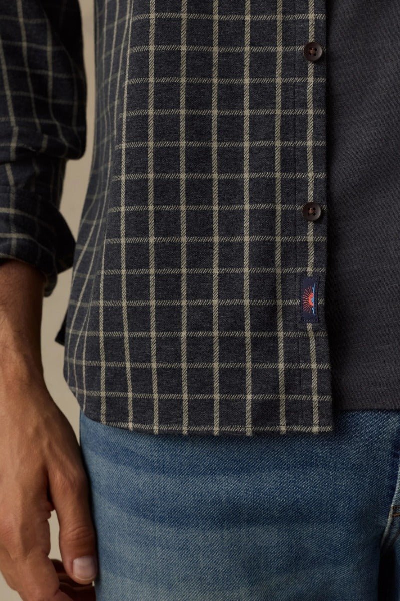 Faherty Brand Coastline Knit Shirt in Charcoal Sage Check