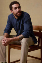 Faherty Brand Coastline Knit Shirt in Ocean Heather Twill