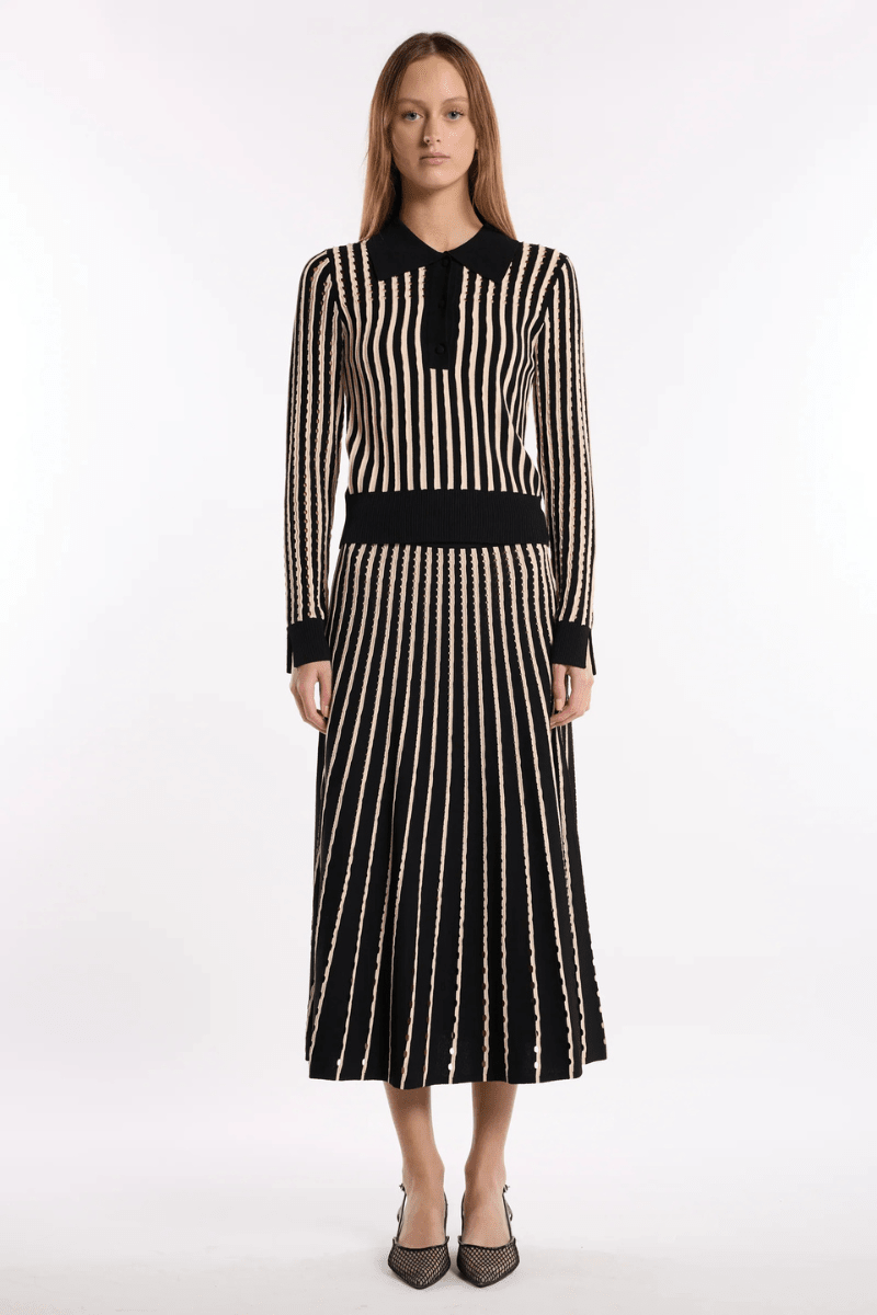 Skirts - Christy Lynn - Colton Skirt in Pinstripe Black - Archery Close
