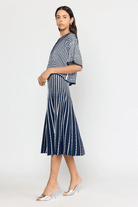 Skirts - Christy Lynn - Colton Skirt in Pinstripe Navy - Archery Close