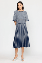 Skirts - Christy Lynn - Colton Skirt in Pinstripe Navy - Archery Close