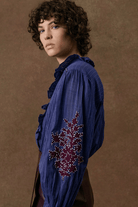 Shirts & Tops - Louise Misha - Cora Shirt in Winter Stripes - Archery Close