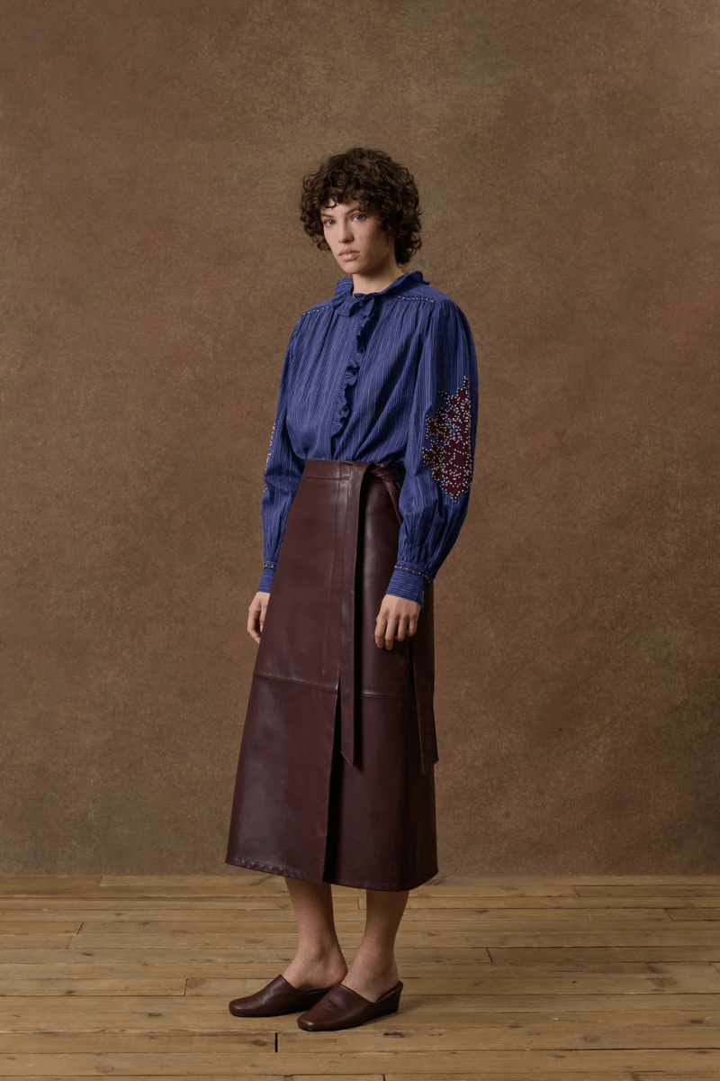 Shirts & Tops - Louise Misha - Cora Shirt in Winter Stripes - Archery Close