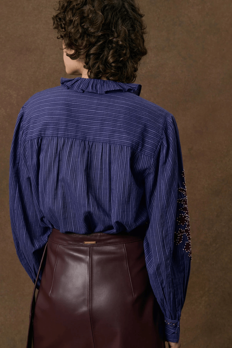 Shirts & Tops - Louise Misha - Cora Shirt in Winter Stripes - Archery Close