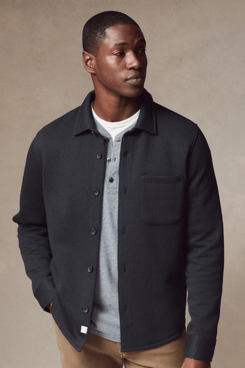 Shirts & Tops - Marine Layer - Corbet Quilted Overshirt in Charcoal - Archery Close