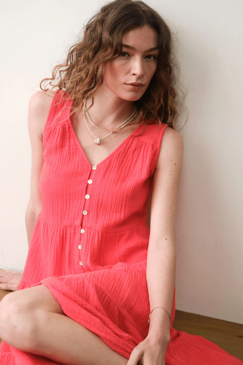 Dresses - Marine Layer - Corinne Maxi Dress - Blush - Archery Close
