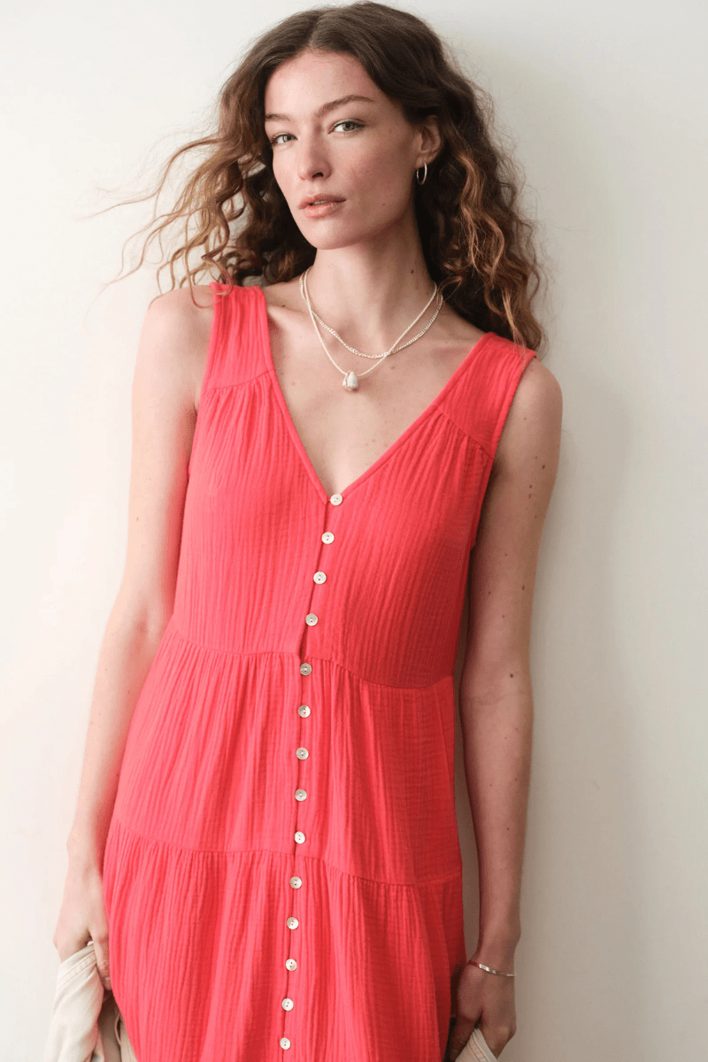 Dresses - Marine Layer - Corinne Maxi Dress - Blush - Archery Close