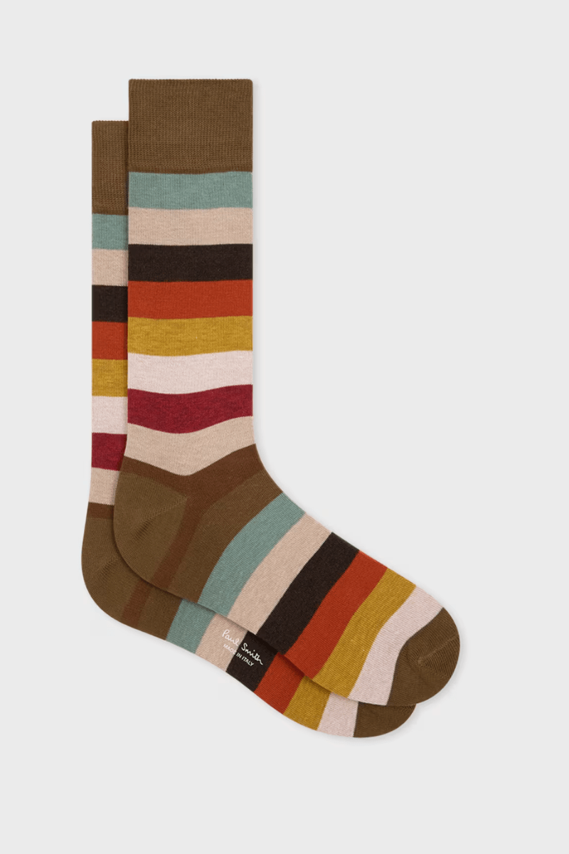 Socks - Paul Smith - Cotton-Blend Multistripe Socks - Archery Close