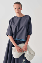 Shirts & Tops - Beatrice B - Cotton Poplin Top with Embroidered Hem - Archery Close
