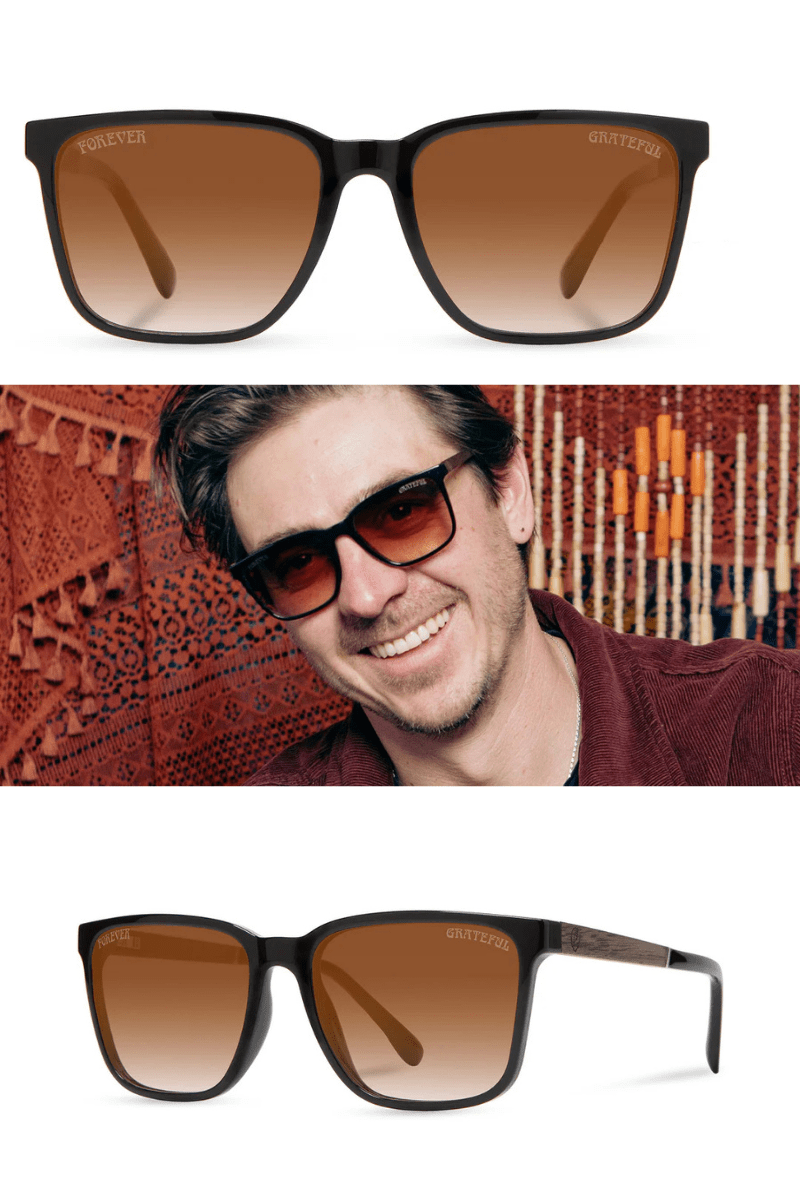 Sunglasses - Shwood Eyewear - Crag - Black with Brown Fade Sunglasses - Archery Close