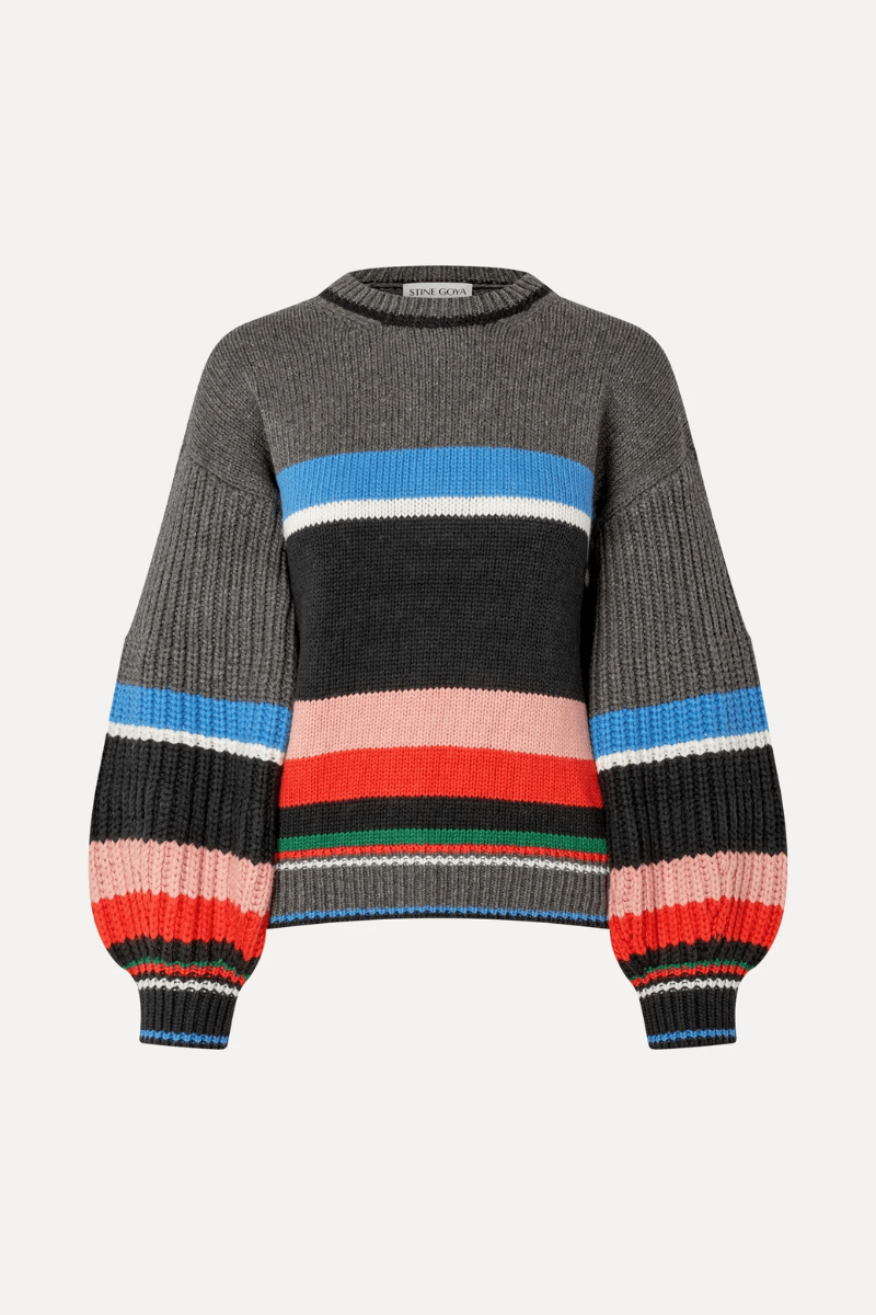 Sweater - Stine Goya - Crewneck Chunky Sleeve Sweater - Archery Close