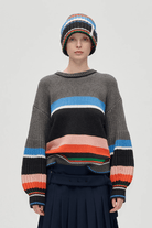 Sweater - Stine Goya - Crewneck Chunky Sleeve Sweater - Archery Close