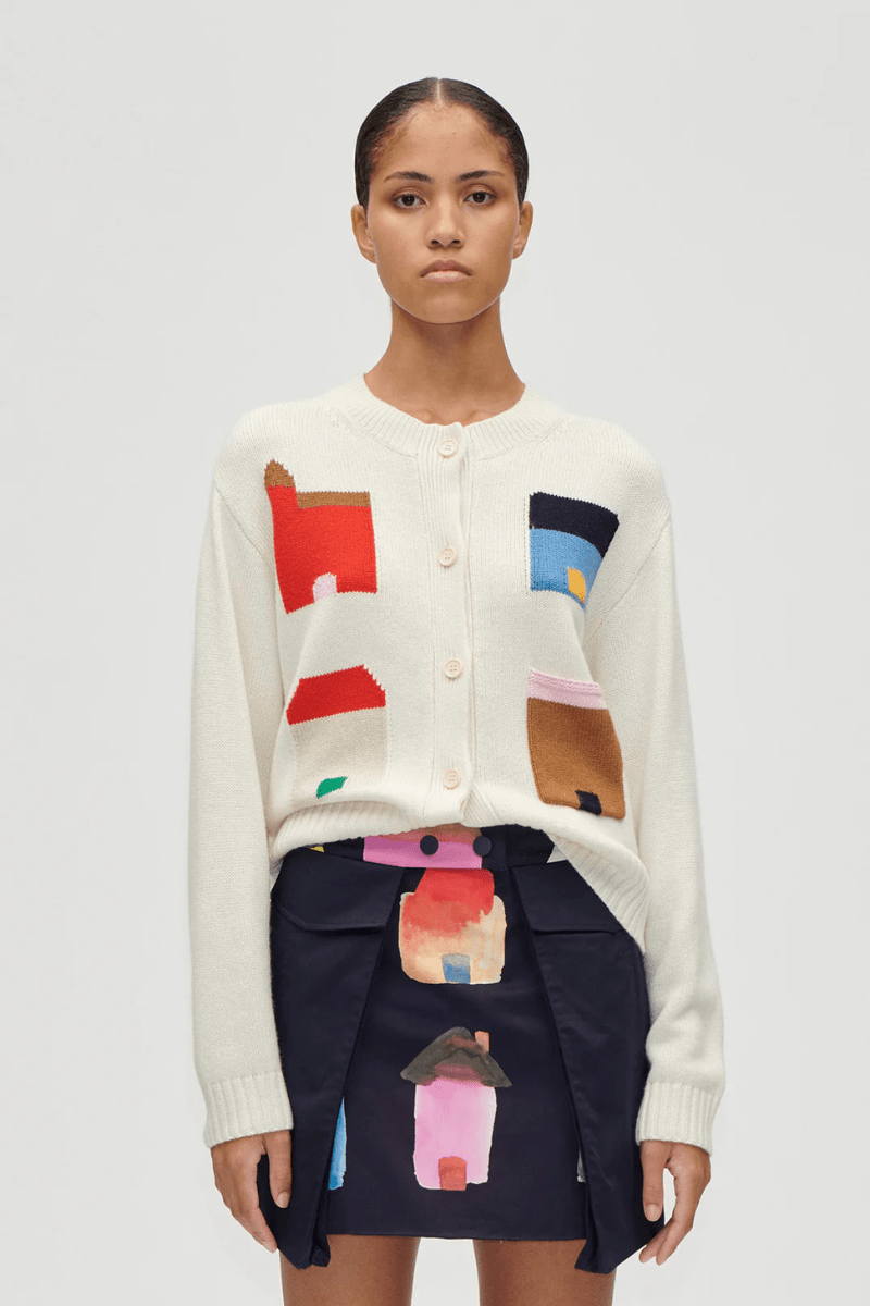 Sweater - Stine Goya - Cropped Pocket Cardigan in Refugios - Archery Close