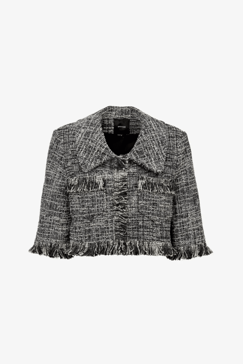 Blazer - Smythe - Cropped Sleeve Mini Jacket in Pepper Tweed - Archery Close