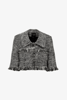 Blazer - Smythe - Cropped Sleeve Mini Jacket in Pepper Tweed - Archery Close