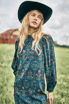Dresses - Hunter Bell - Crosby Dress in Midnight Garden - Archery Close