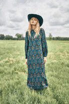 Dresses - Hunter Bell - Crosby Dress in Midnight Garden - Archery Close