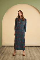 Dresses - Hunter Bell - Crosby Dress in Midnight Garden - Archery Close
